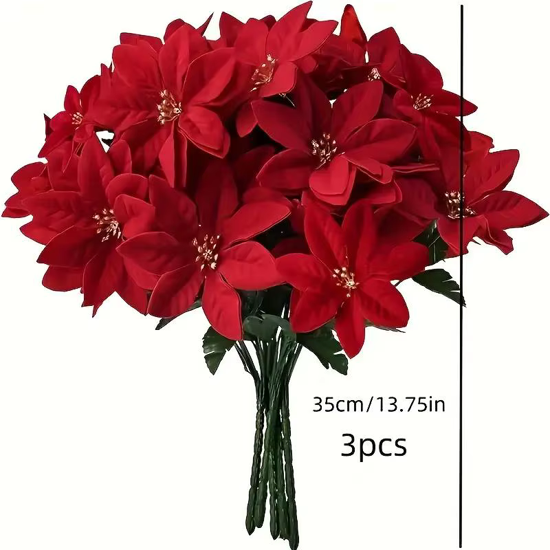 Bouquets de fleurs de Poinsettia artificielles rouges de noël