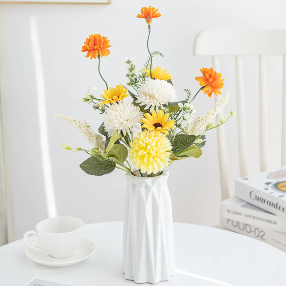 Fleurs artificielles en soie bulbeuse chrysanthème bulle festival couronnes mariage nuptiale Bouque maison chambre jardin décoration bricolage cadeau