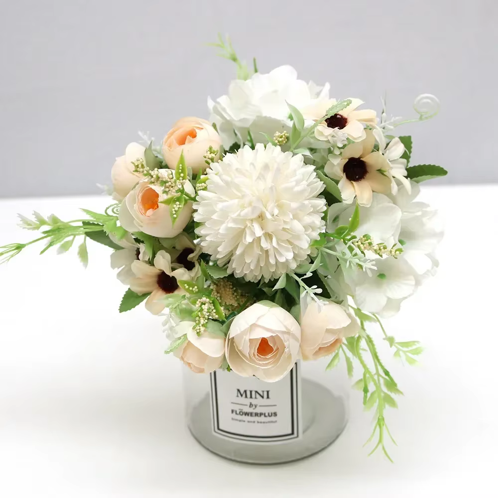 Bouquet de fleurs d'hortensia artificielles à 7 têtes