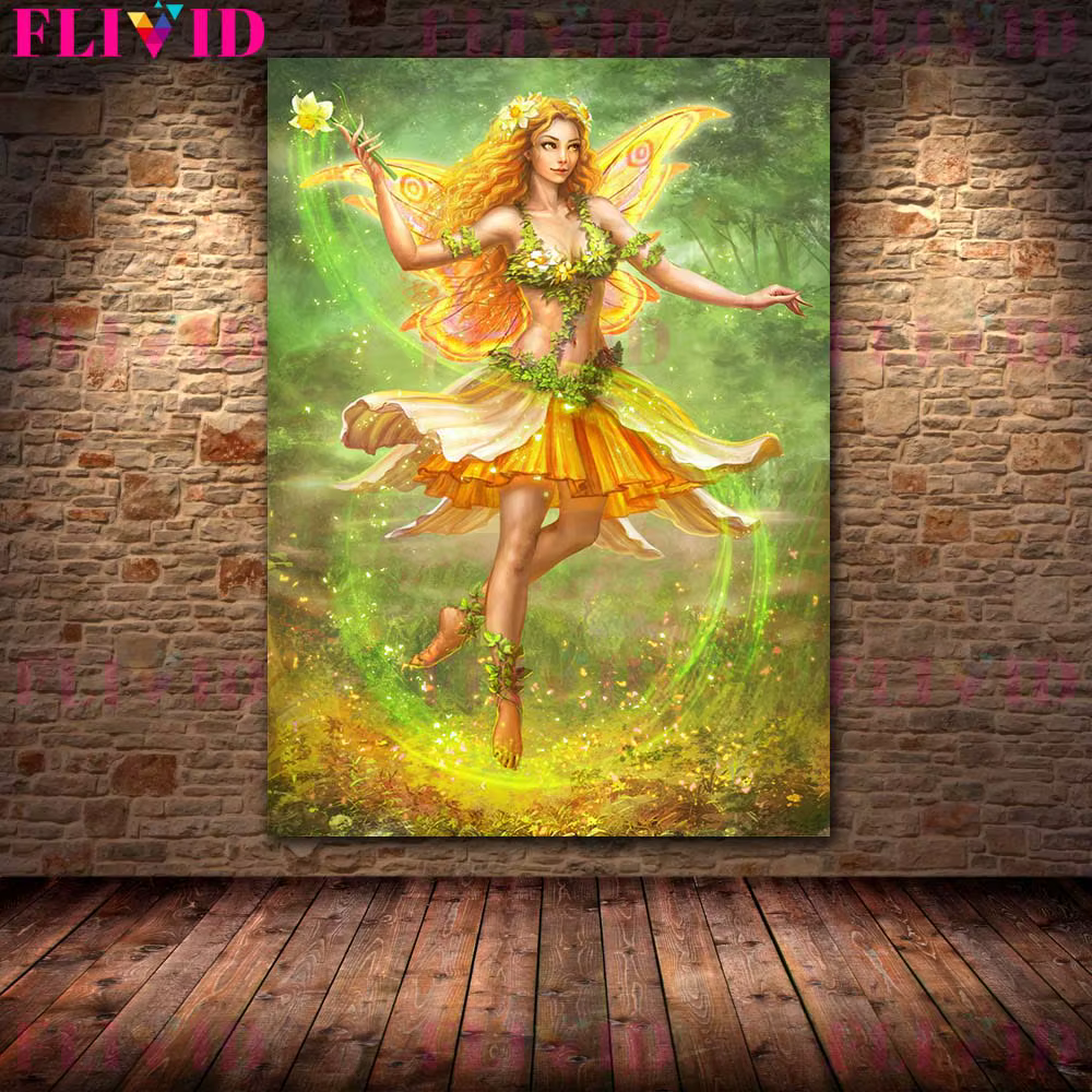 Affiche murale de féerique de fleur de dessin animé