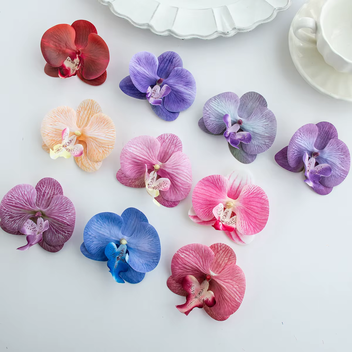 50/100 pièces fleurs artificielles Thai papillon orchidée articles de vente chaude Festival mariage chapellerie de mariée cheveux bricolage cadeau décoration