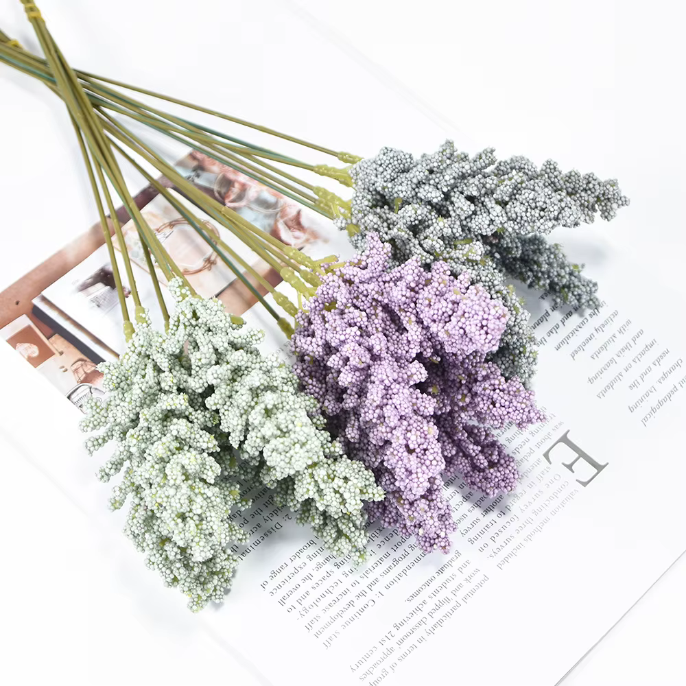 6 pièces/lot PE lavande fleurs artificielles fausses plantes manuel bricolage arrangement floral maison chambre jardin décoration de mariage