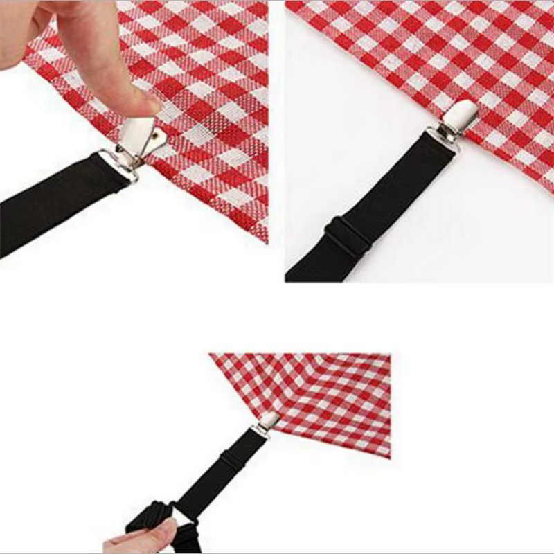 Attaches de drap de lit réglables, 4 pièces, sangles élastiques pour housse de matelas, support d'angle, pinces à Clip, cordon de suspension, fermoirs à boucle à crochet