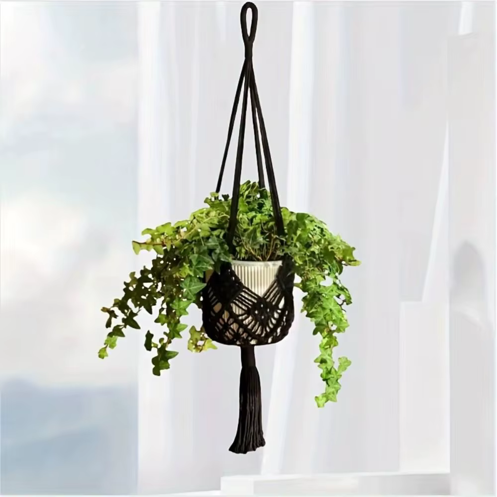 Porte-plante bohème avec pochette en filet