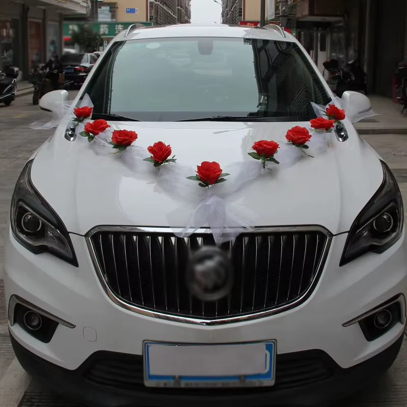 Fleur artificielle de Rose blanche pour décoration de voiture de mariage
