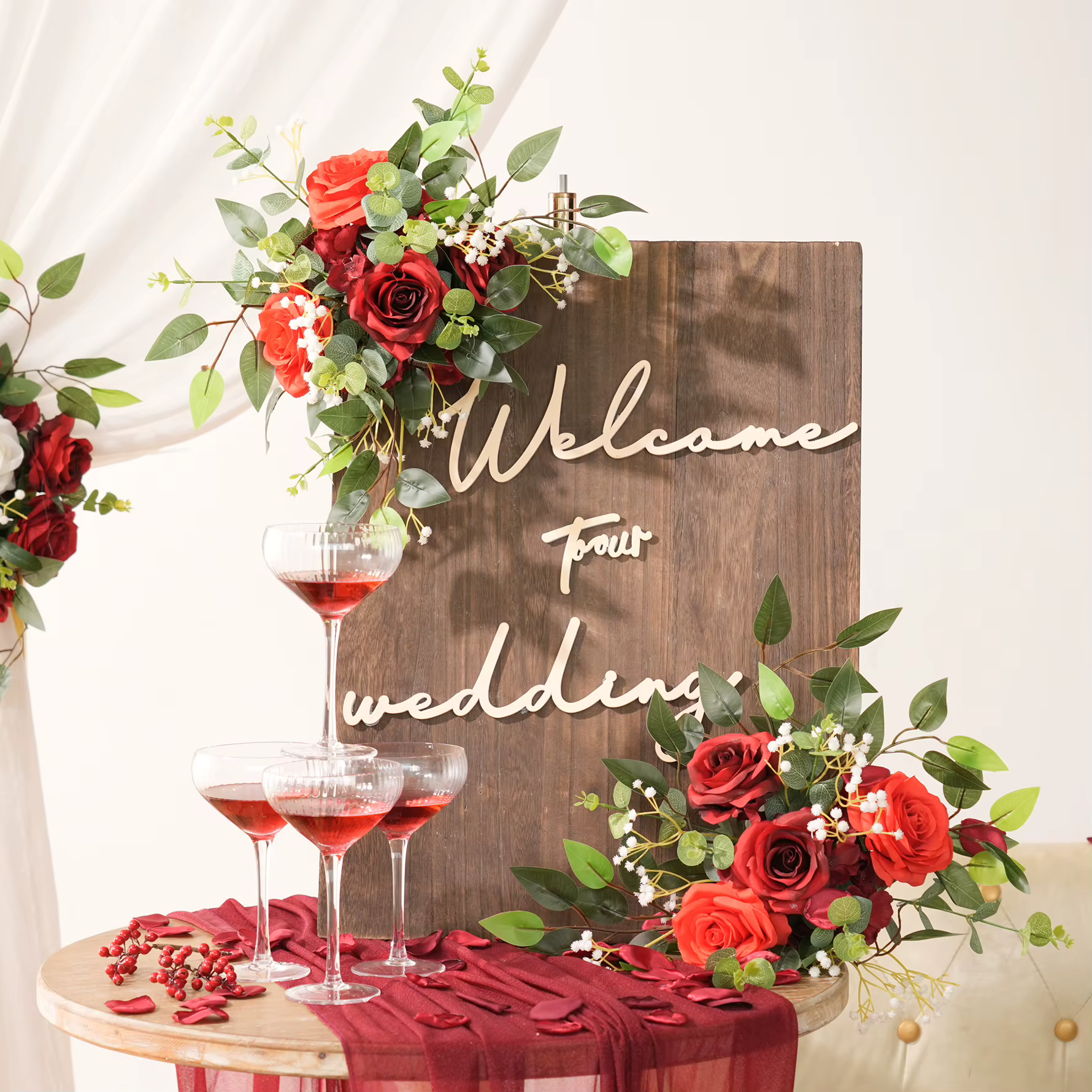 C7673 rangées de fleurs de souffle de bébé Rose bordeaux