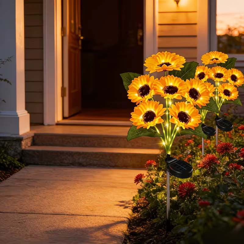 Lampes solaires en forme de tournesol pour jardin