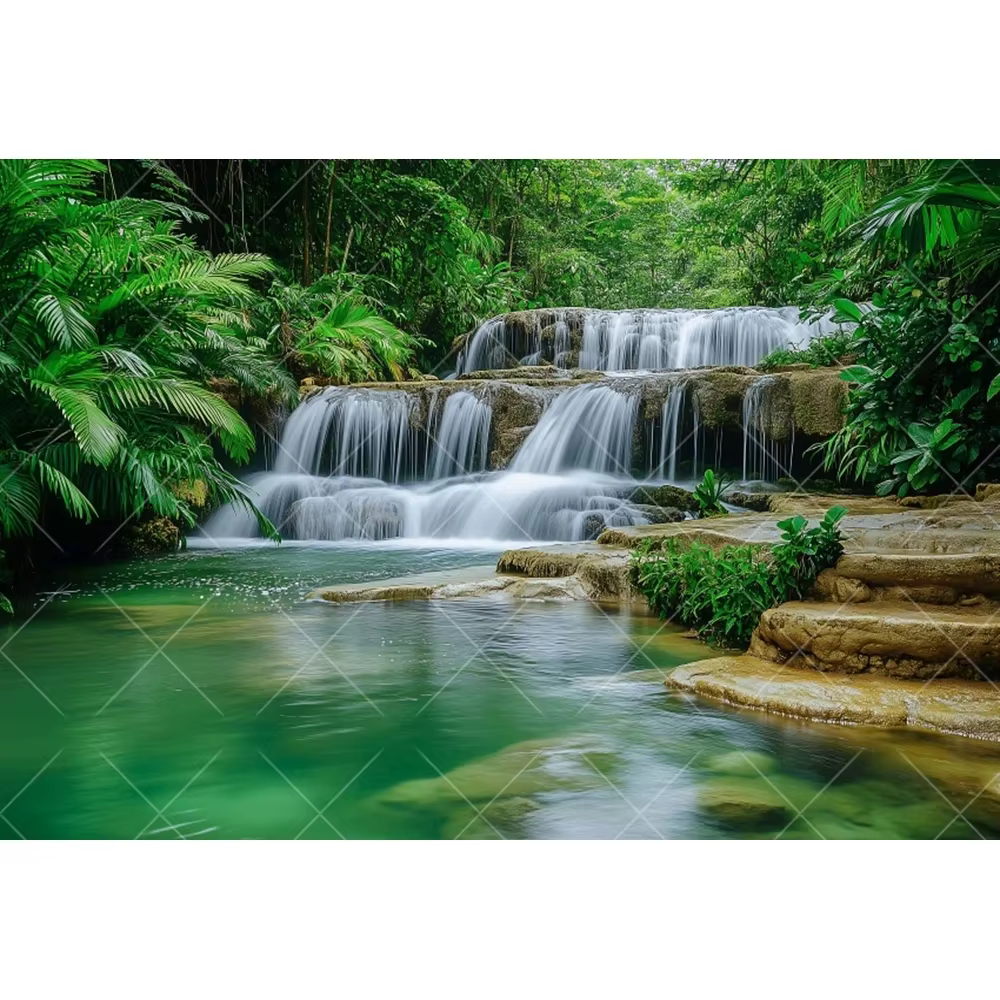 Jungle tropicale cascade paysage fond photographie forêt verte