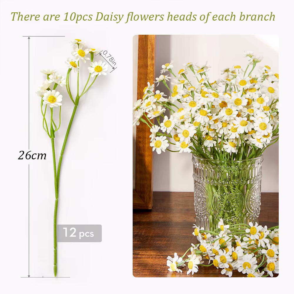 12-48 pièces de fleurs artificielles en forme de marguerite