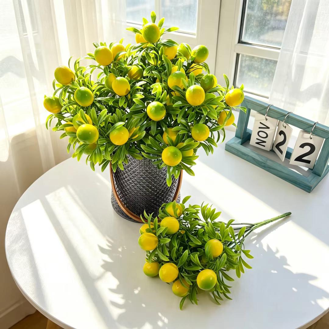4 plantes artificielles de citron jaune pour la décoration intérieure et extérieure
