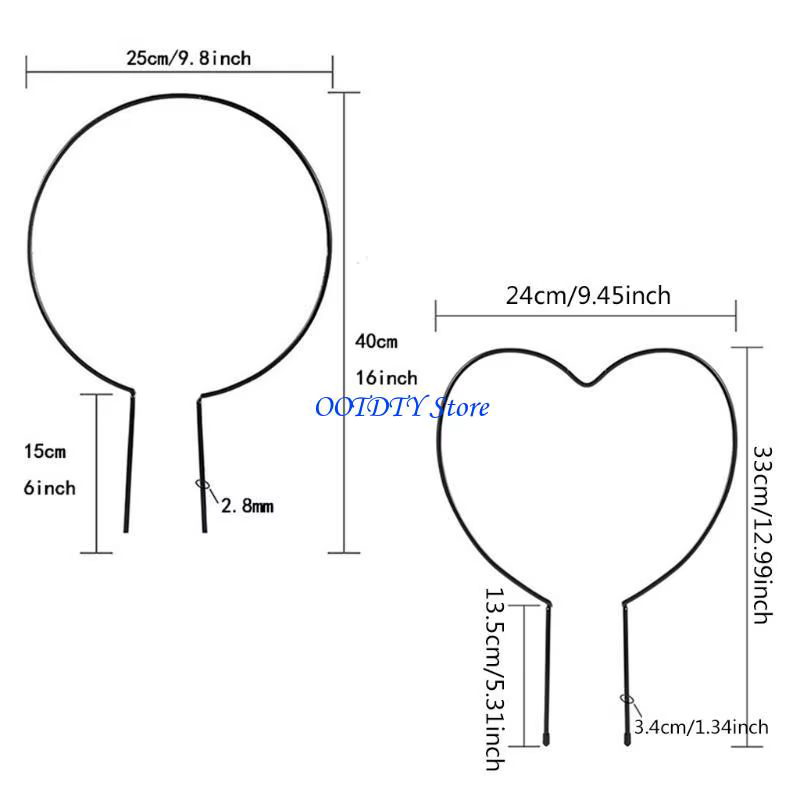Support rond en fer métallique 367A pour plantes jardin en forme cœur