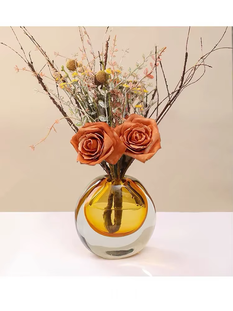Jarrón moderne Type circulaire Vase à fleurs vitrail spheroïdal Pot de fleur de luxe accessoires pour la maison décoration cadeau Ваз
