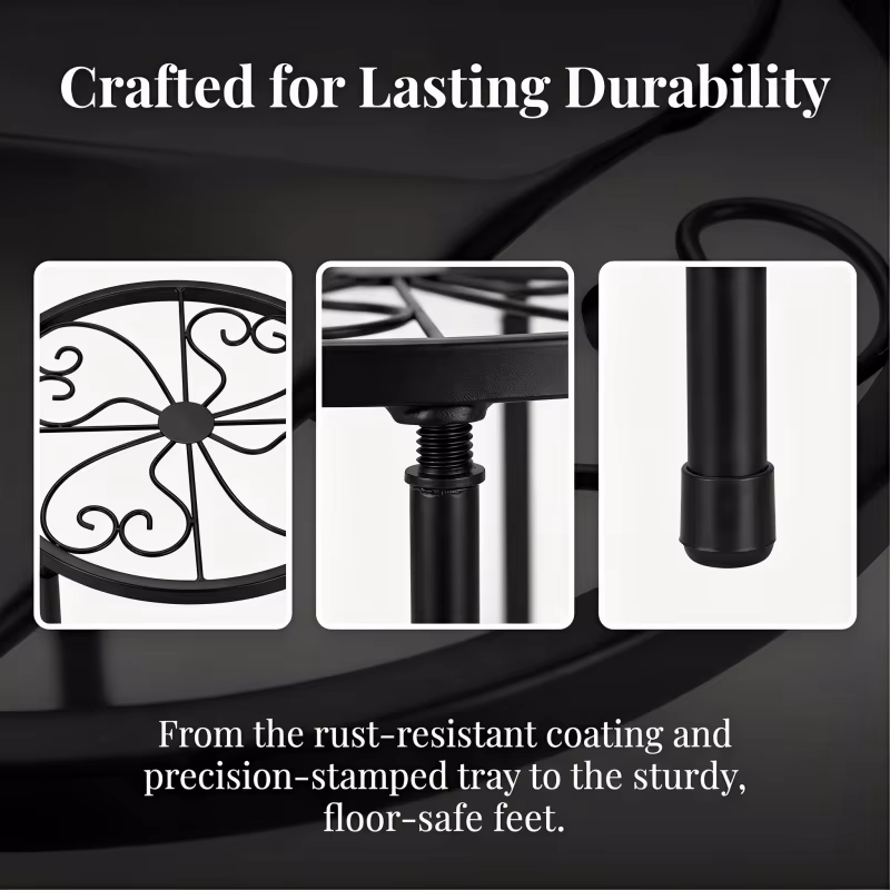 Support de plante en métal noir antirouille pour usage intérieur et extérieur