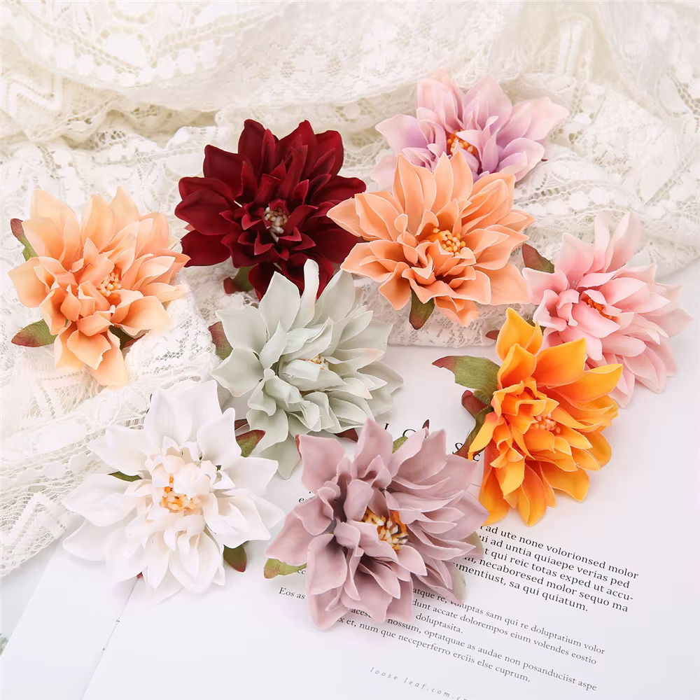Têtes de fleurs Dahlia artificielles