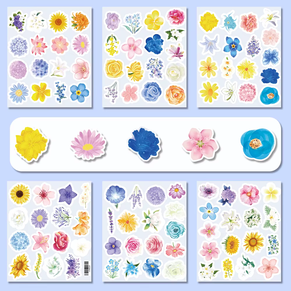 100 autocollants floraux et de fleurs de haute qualité