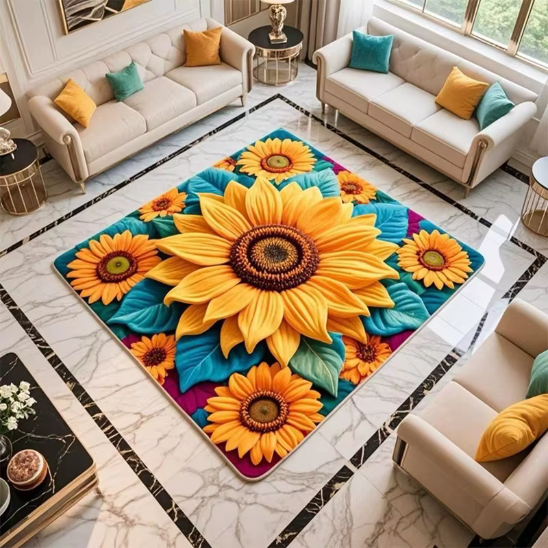 Tapis en peluche peluche tournesol 3D