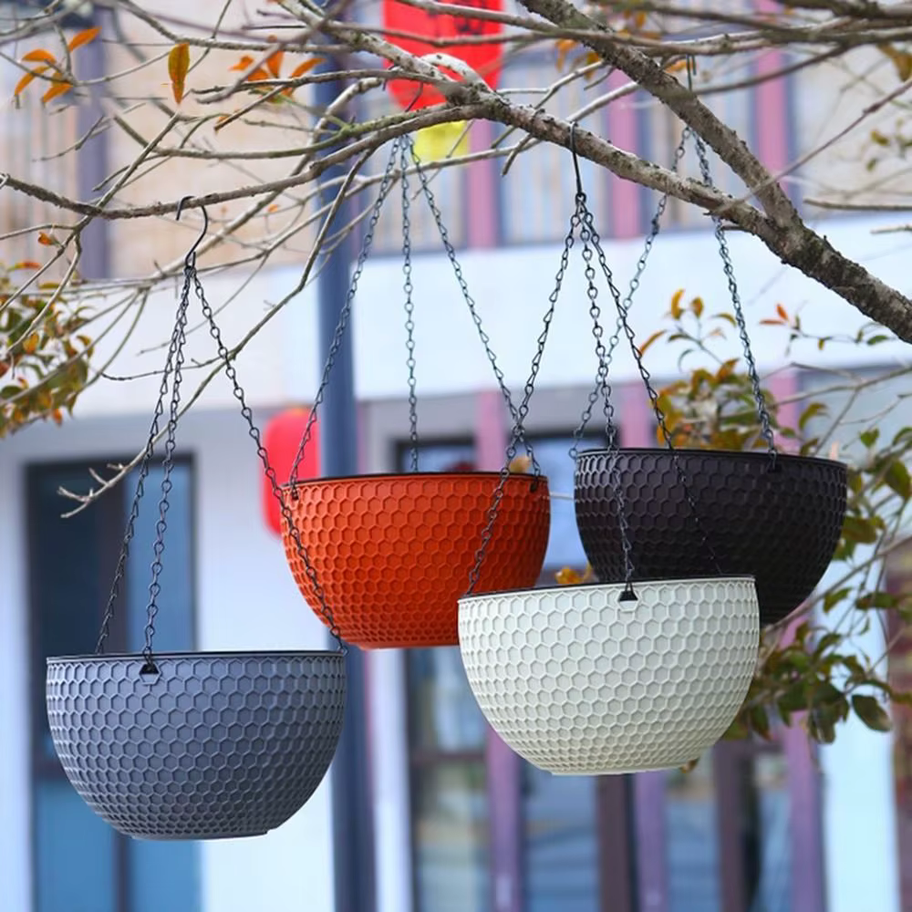 Nouveau Pot de fleur de tissage d'imitation en plastique suspendu Pot