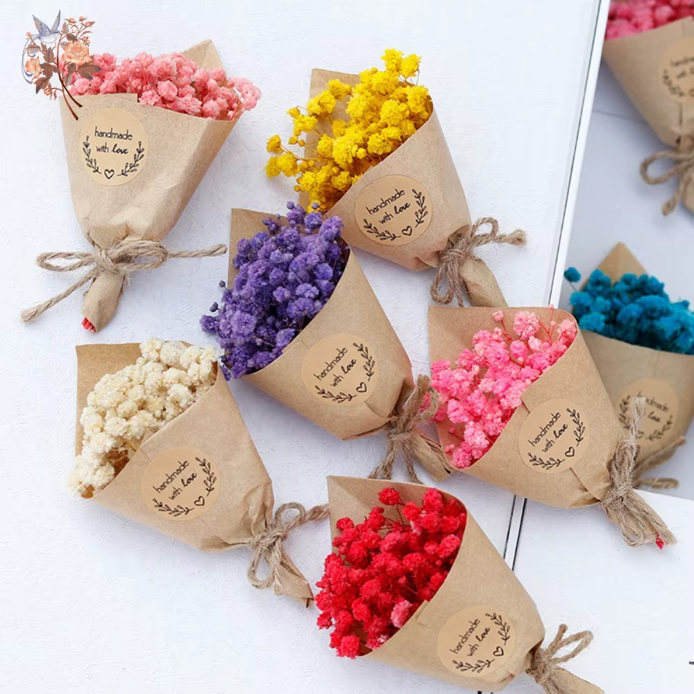 Fleurs séchées éternelles Gypsophila Mini Bouquet boîte-cadeau Souvenir mariage boutonnière Corsage véritable souffle de bébé décoration de voiture à la maison