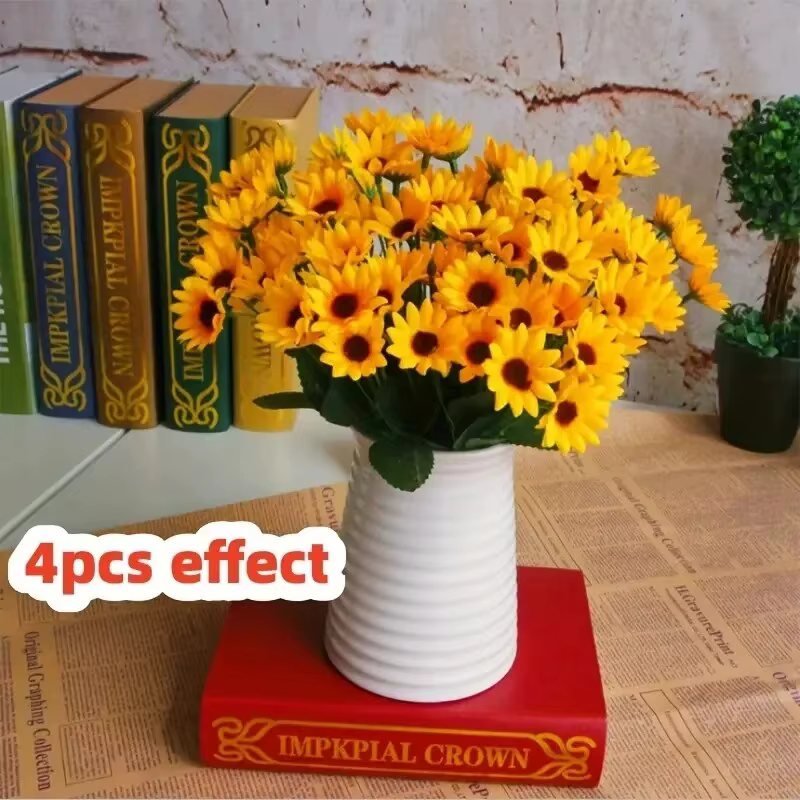 1 lot de 24 fleurs de simulation de tournesol