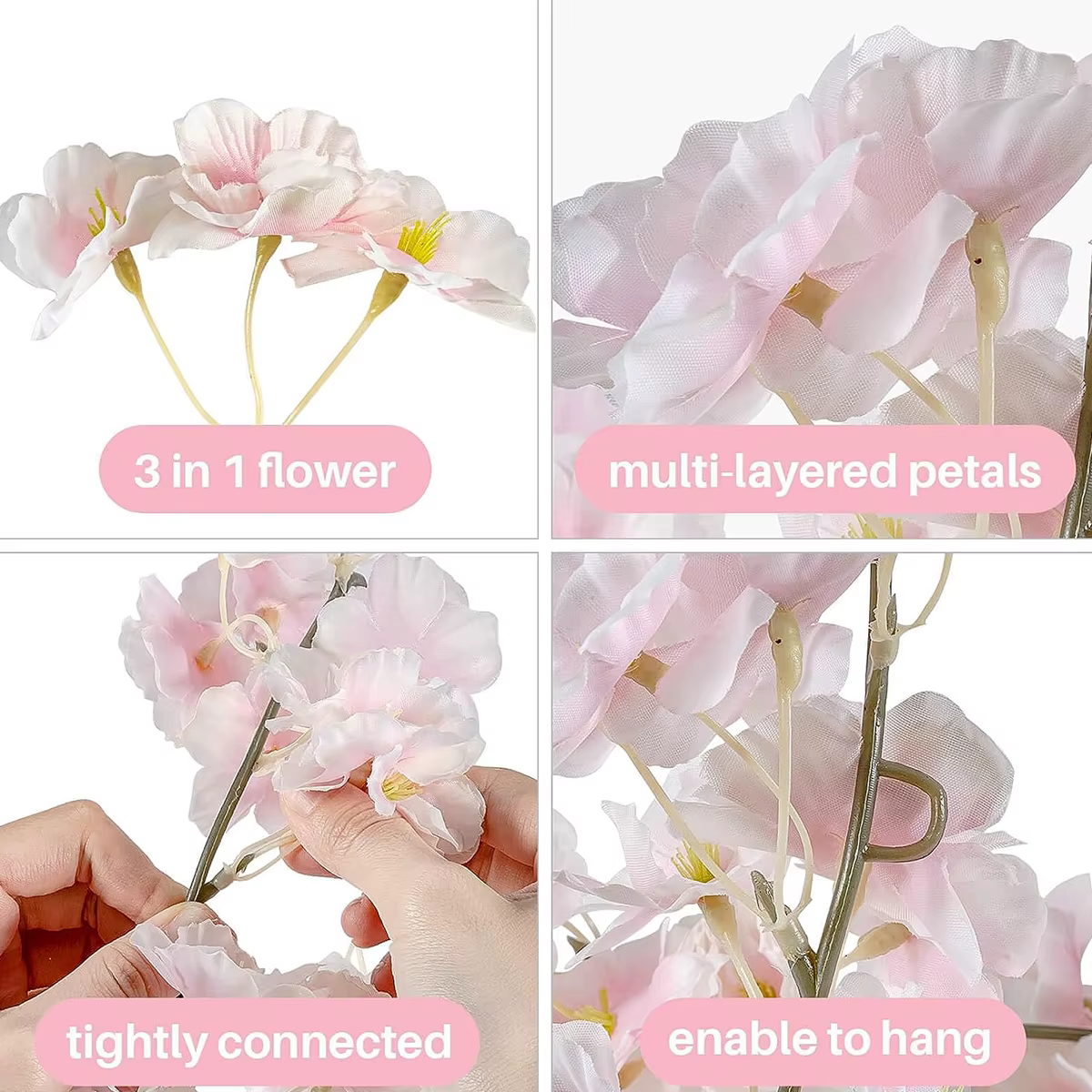 Vignes de fleurs de cerisier en soie simulée