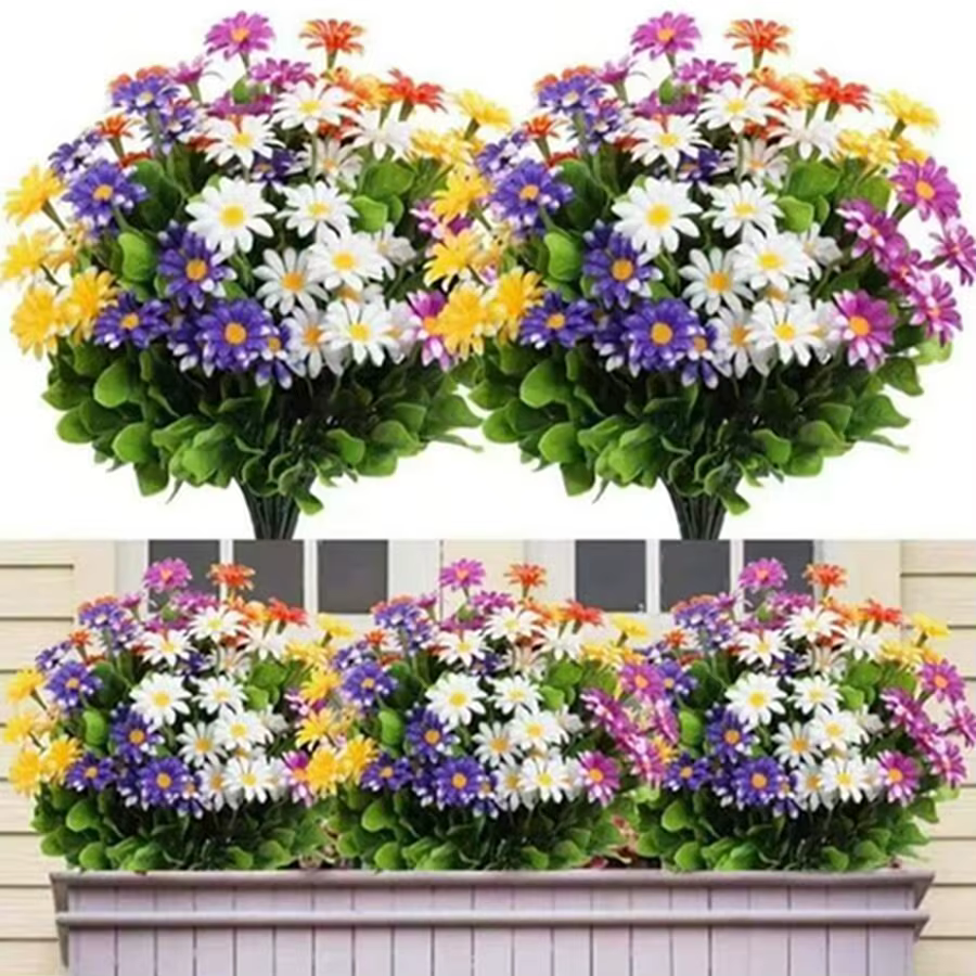 Fleurs artificielles Soie Faux Plante Daisy Mariage Arc Couronne Maison Chambre Table Décor Cour Extérieure De Haute