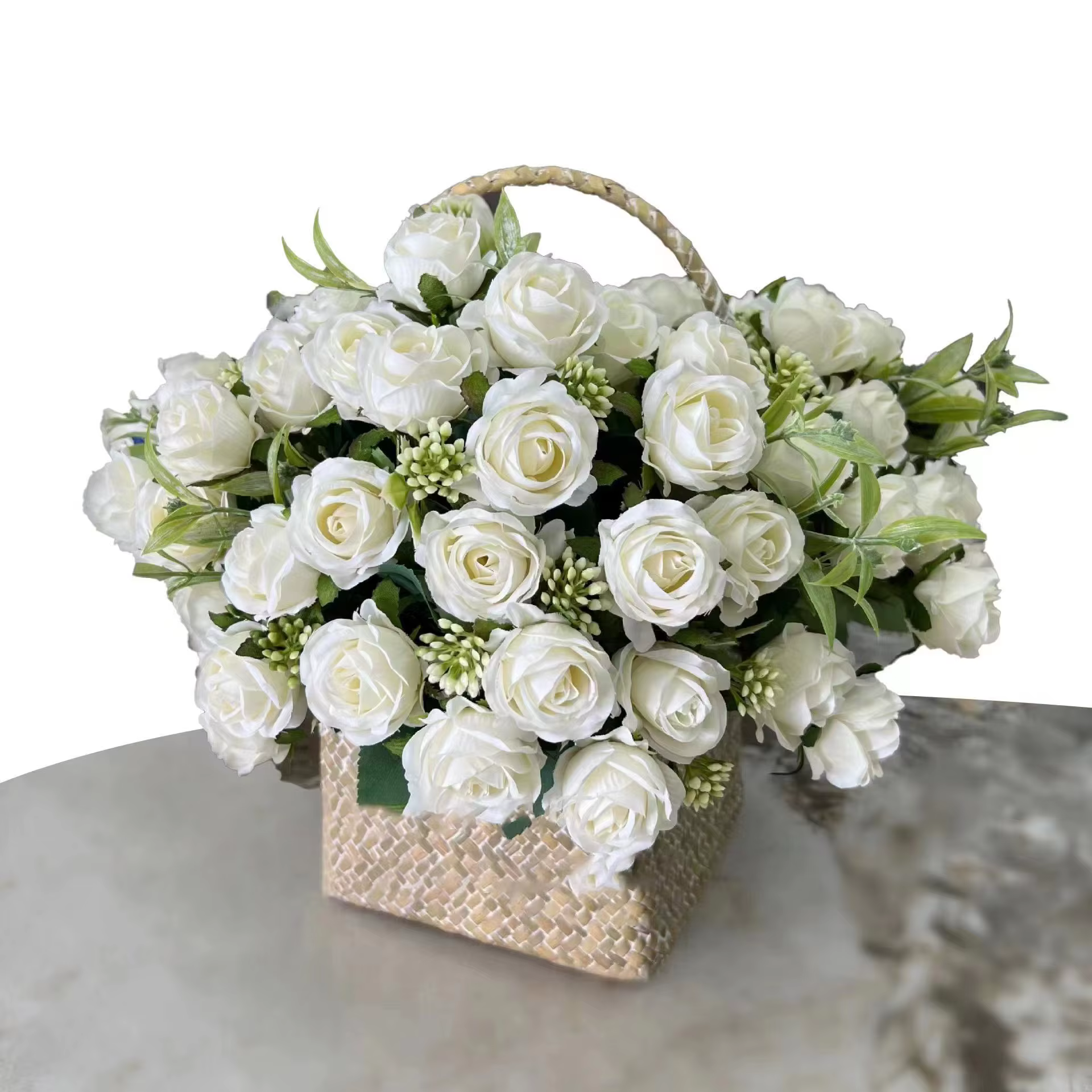 10 têtes Rose Bouquet fleurs artificielles Western