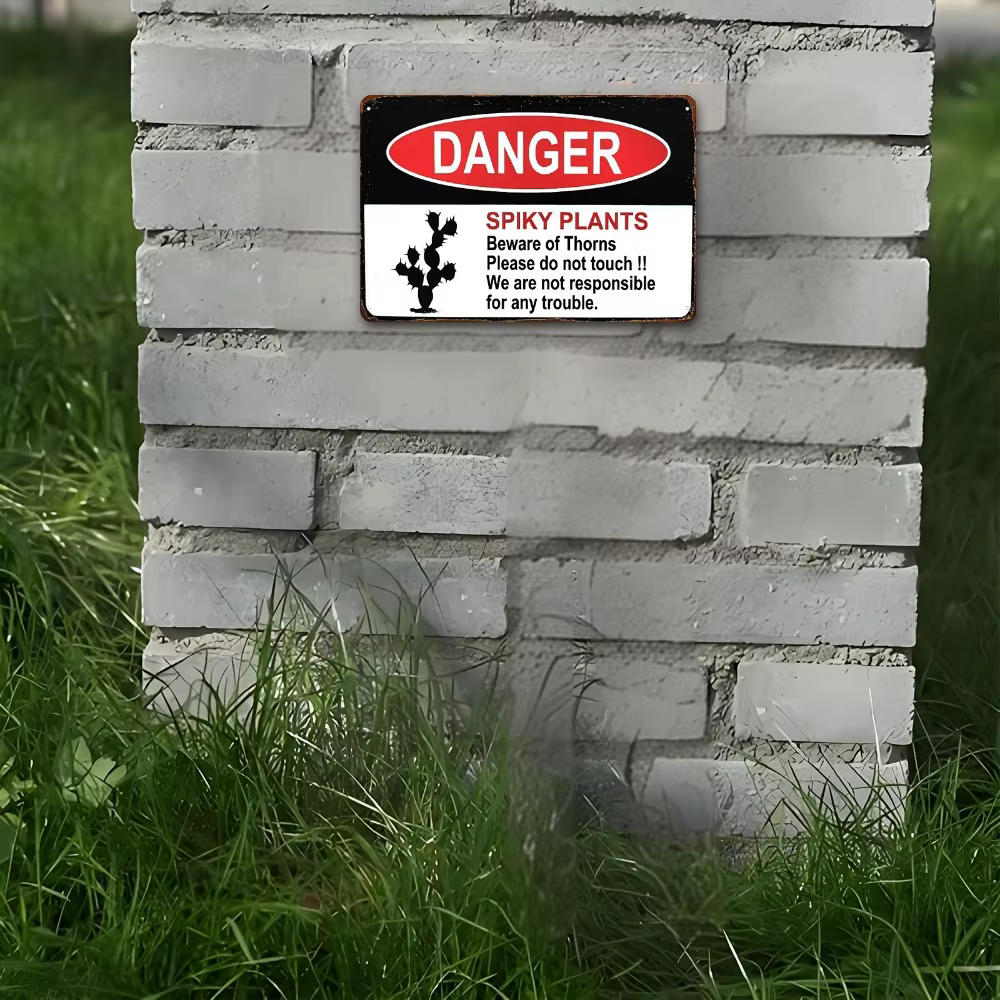 Panneau de signalisation de danger en aluminium plat 2D en forme de cactus