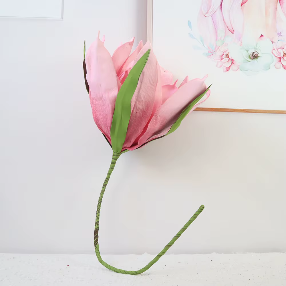 Grande fleur artificielle de magnolia PE rose