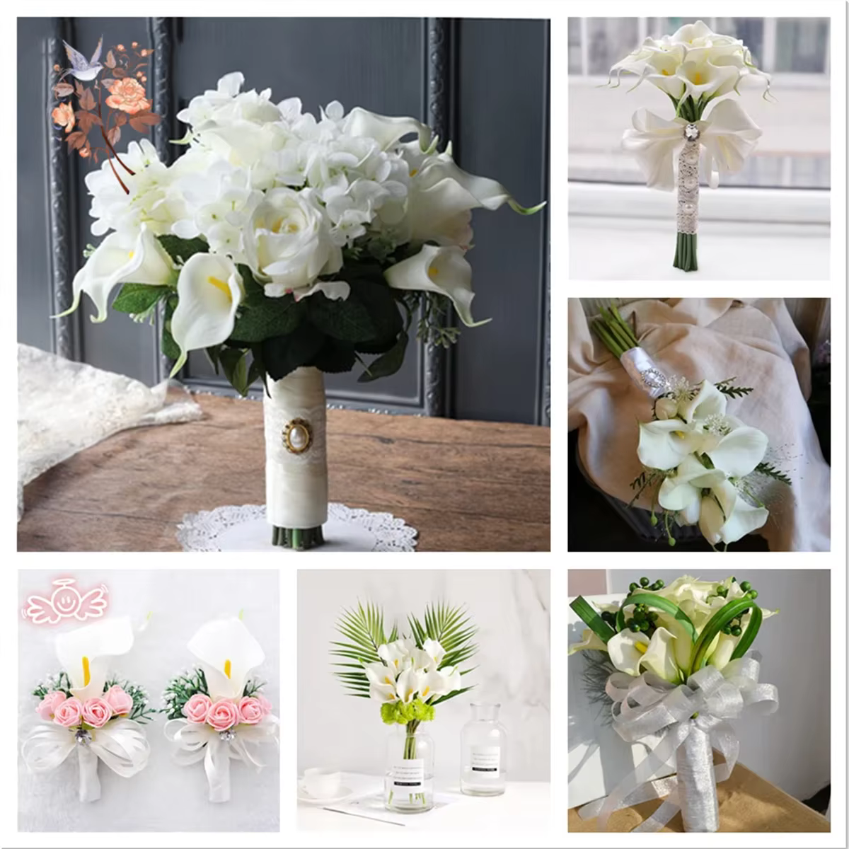 Fleurs Artificielles de Lys Calla Blanc pour Patients