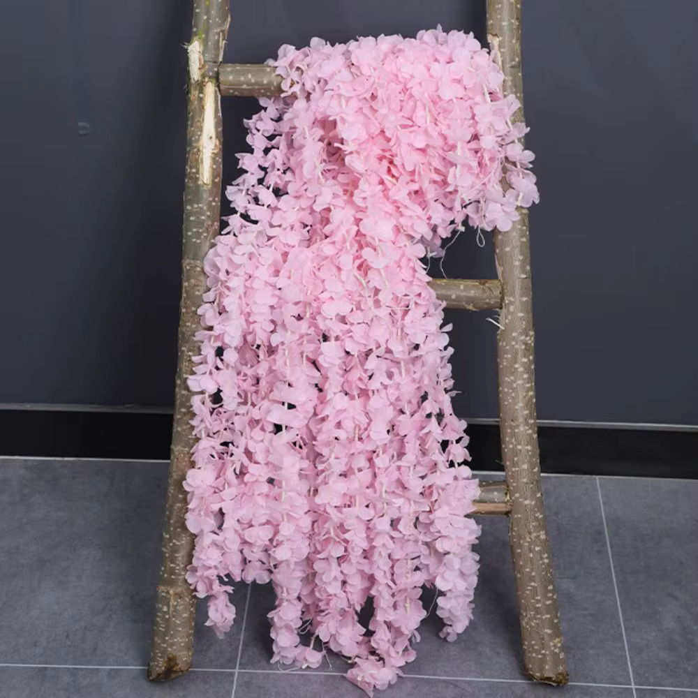 Guirlande de fleurs artificielles glycine pour décoration murale