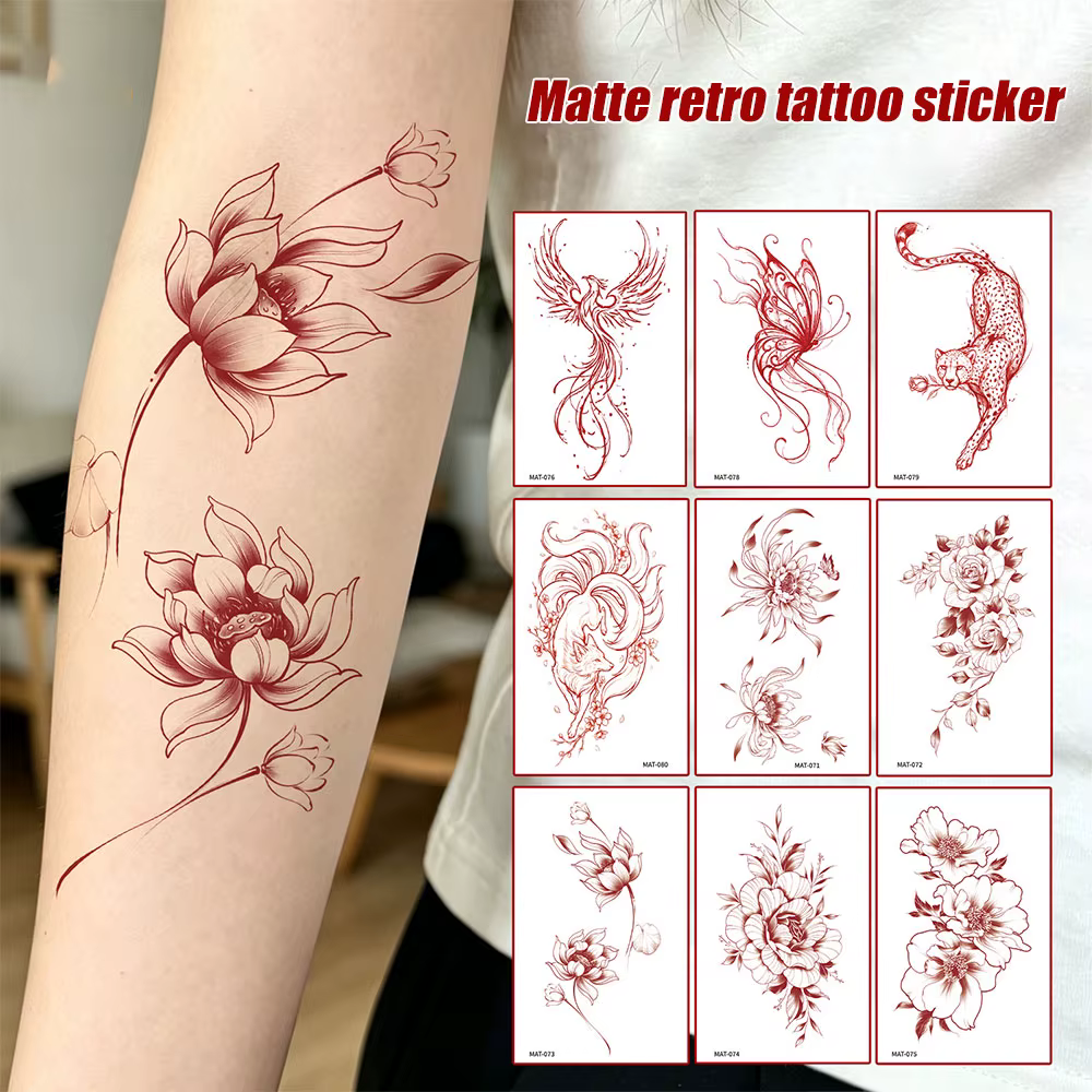 Autocollant de tatouage temporaire, motif fleur Sakura, papillon, vigne, pour adulte, cheville, main, imperméable, faux tatouage, 1 pièce