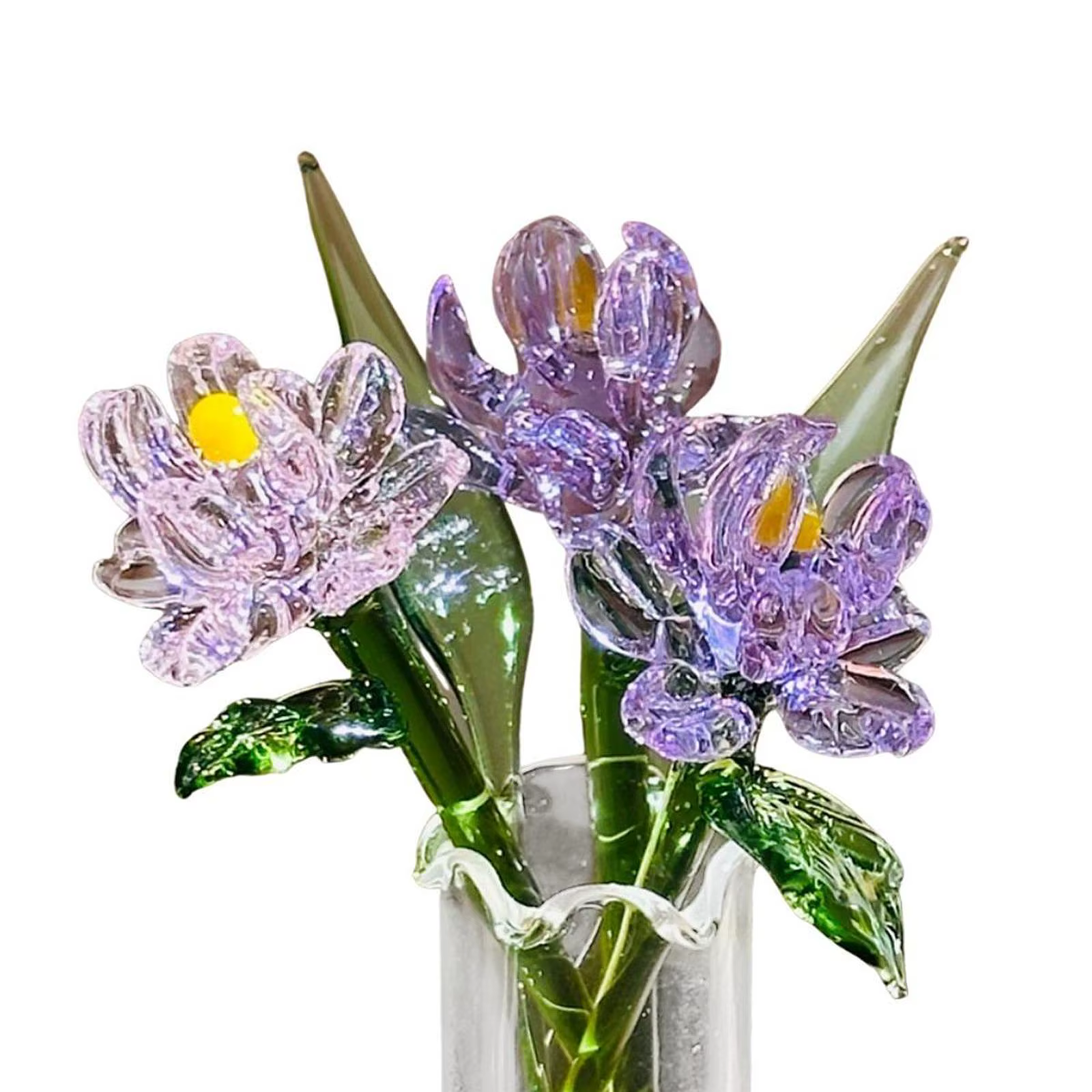 Figurine de fleurs en verre avec Vase