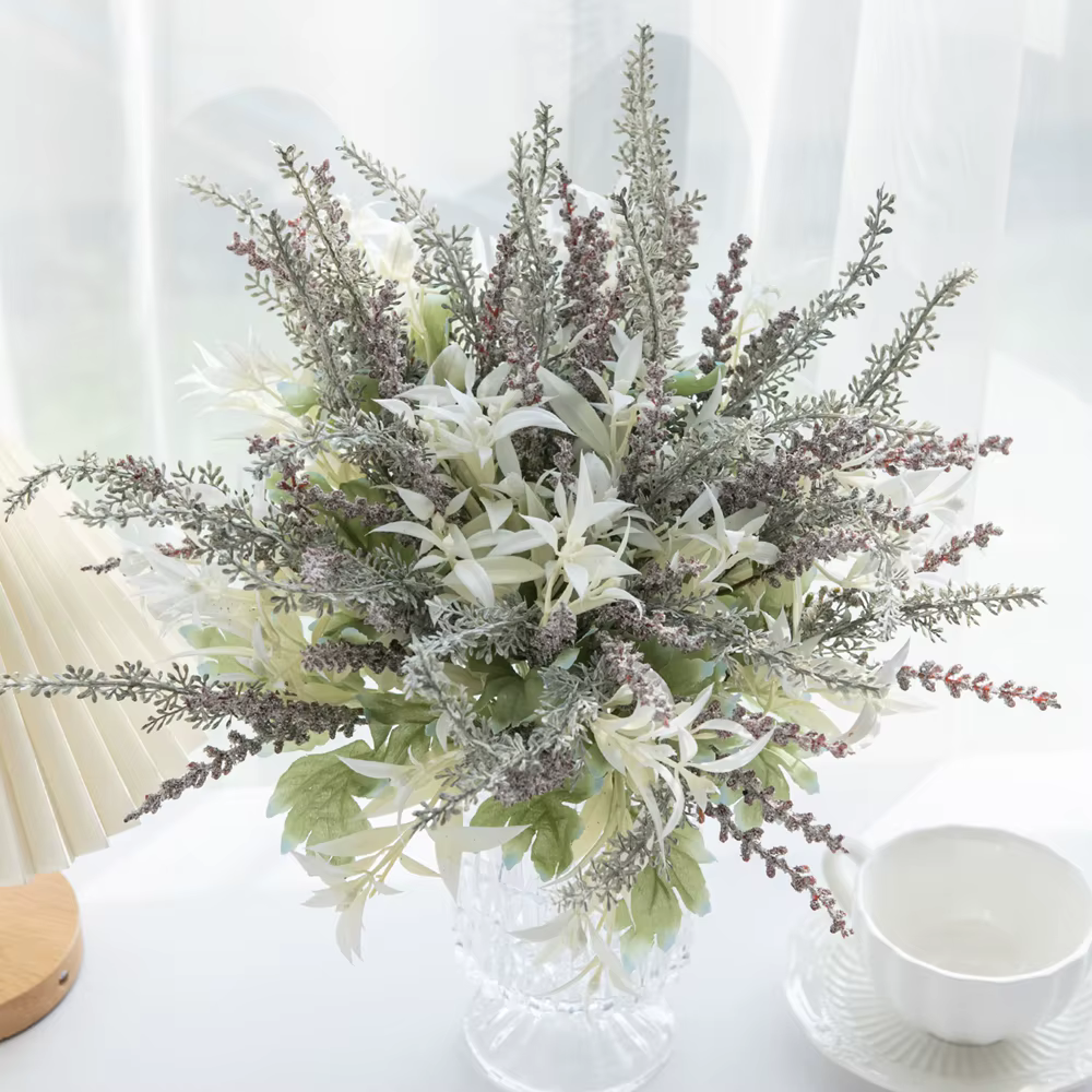 1pc plantes artificielles lavande gypsophile fleurs Bouquet PE fête de mariage maison chambre Table décor bricolage couronnes Arrangement Floral