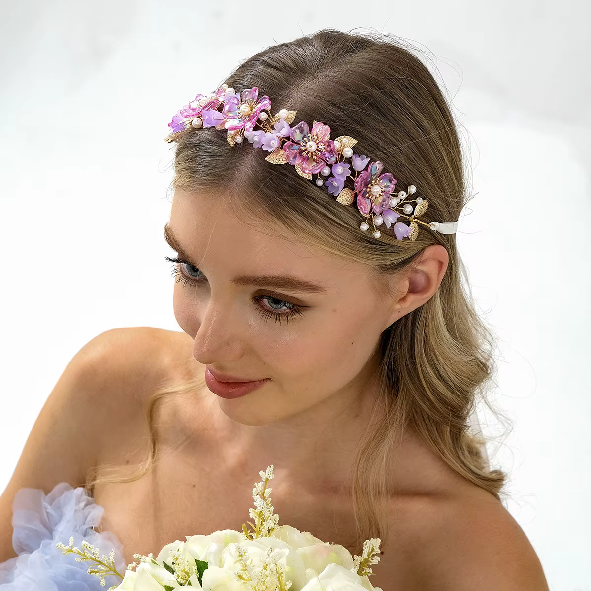 Couronne de fleurs pour la tête, accessoires de coiffure en fausses fleurs, couronne de fleurs pour fête, couronne florale pour fête
