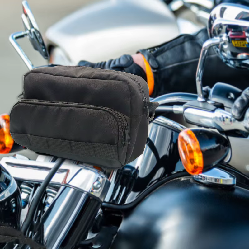Sac de guidon de moto, sac à outils de moto, sac de fourche de moto, sac d'accessoires de rangement avant, sac à bandoulière, sac de taille