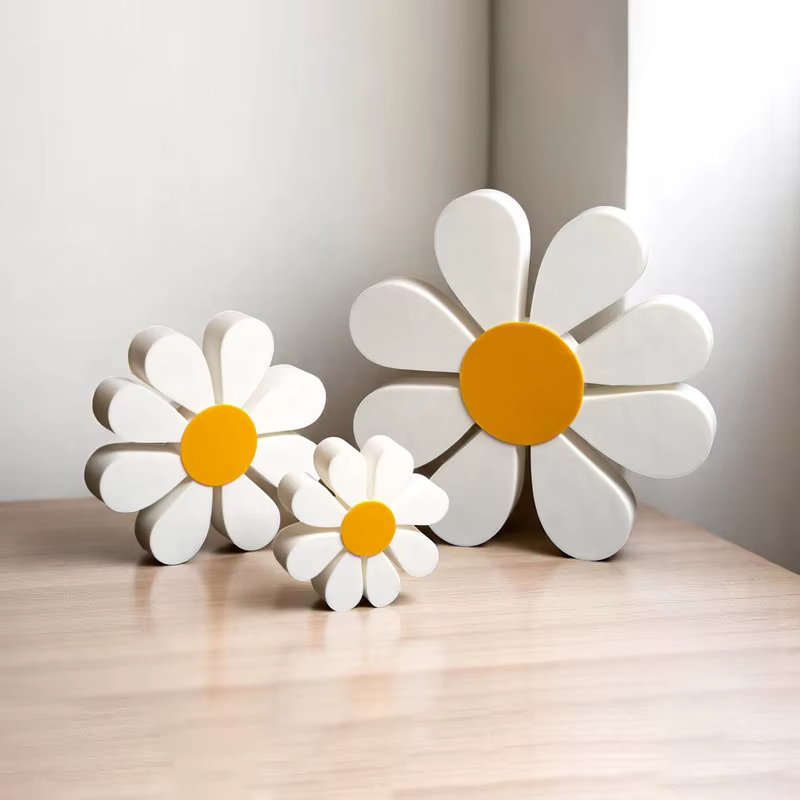 Ornements de fleurs de marguerite en bois