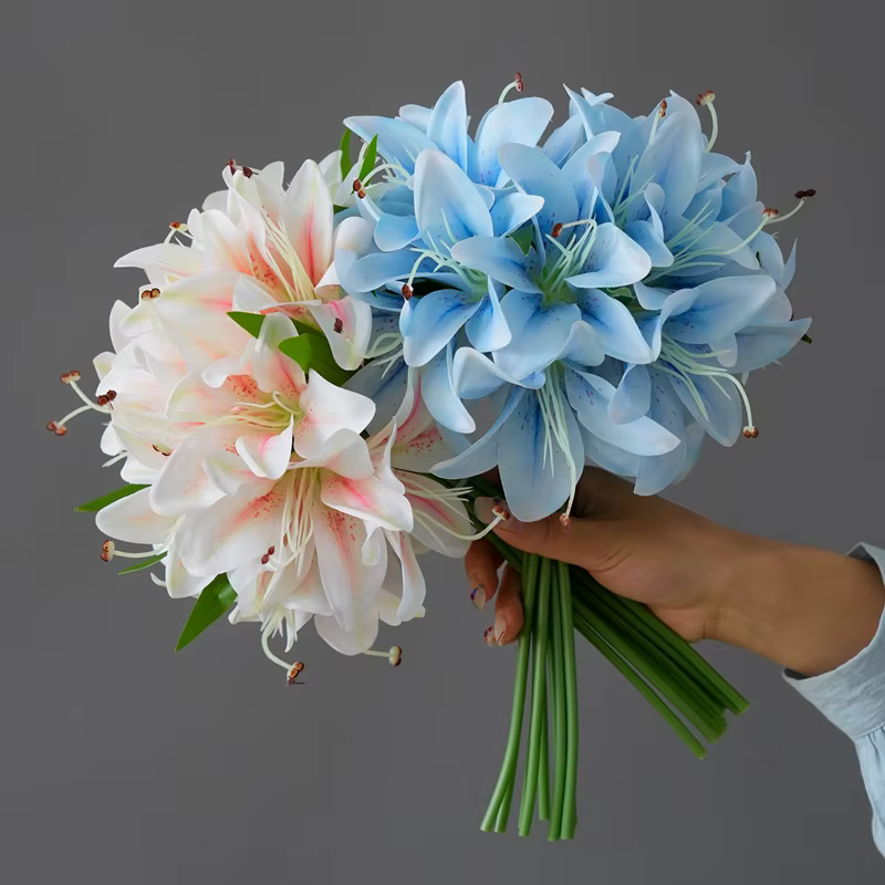 1 lot de 20 fleurs de lys artificielles bleues