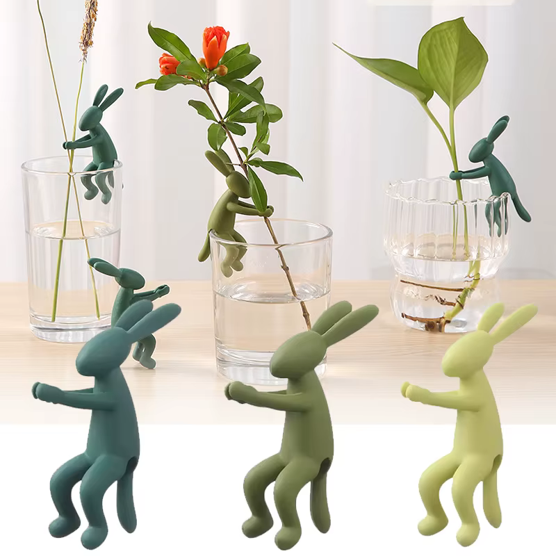 Support de tige de plante en forme de lapin