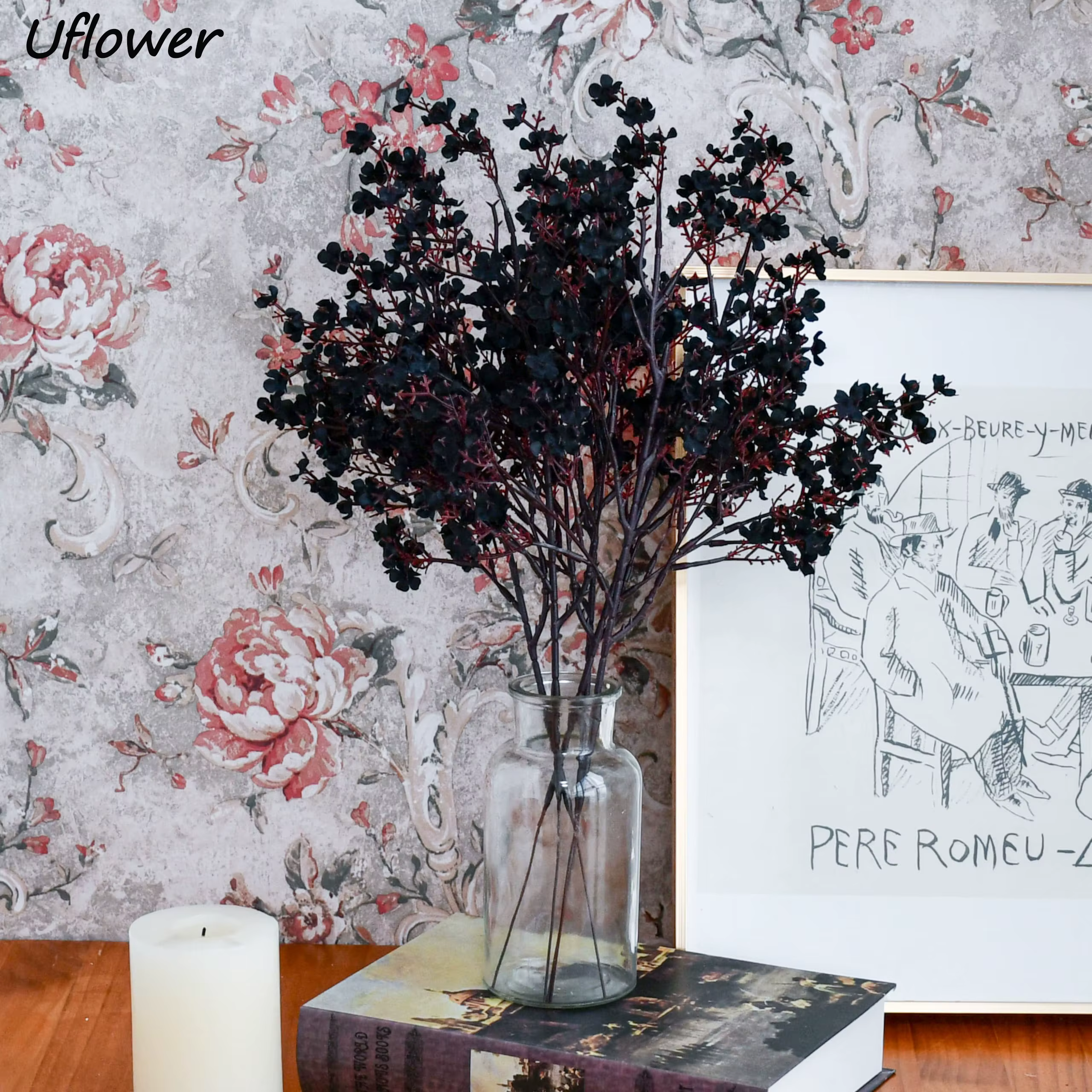 Fleurs artificielles noires