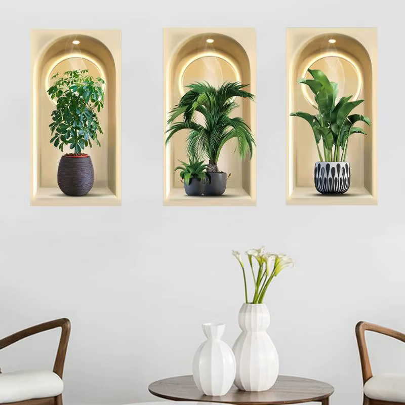 Autocollants muraux de plantes aquarelle 3D