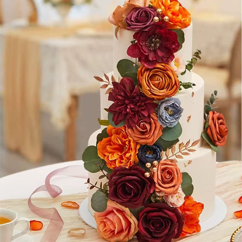 Fleur artificielle de rose orange