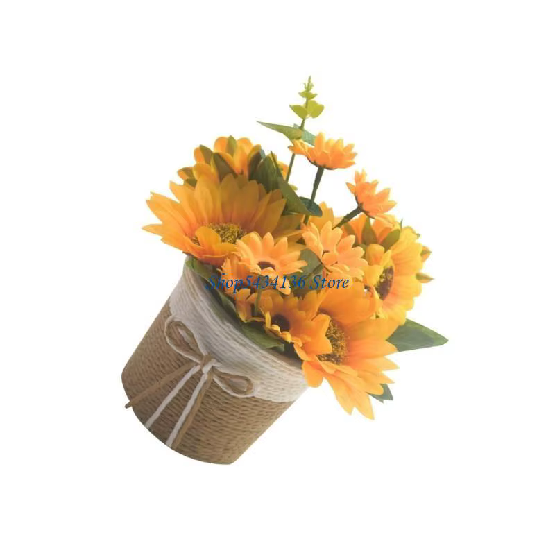 Tournesols artificiels H7ED dans petit Vase