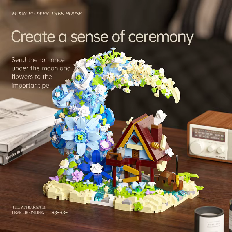 Ensemble de blocs de construction DIY LED Maison en bois et Cabane florale
