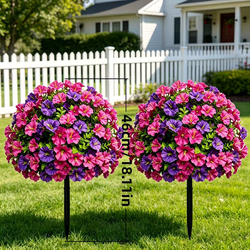 Fleurs artificielles de gloire du matin avec piquet de fixation au sol