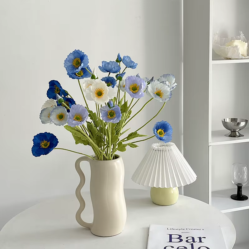Fleur artificielle en soie de type pavot
