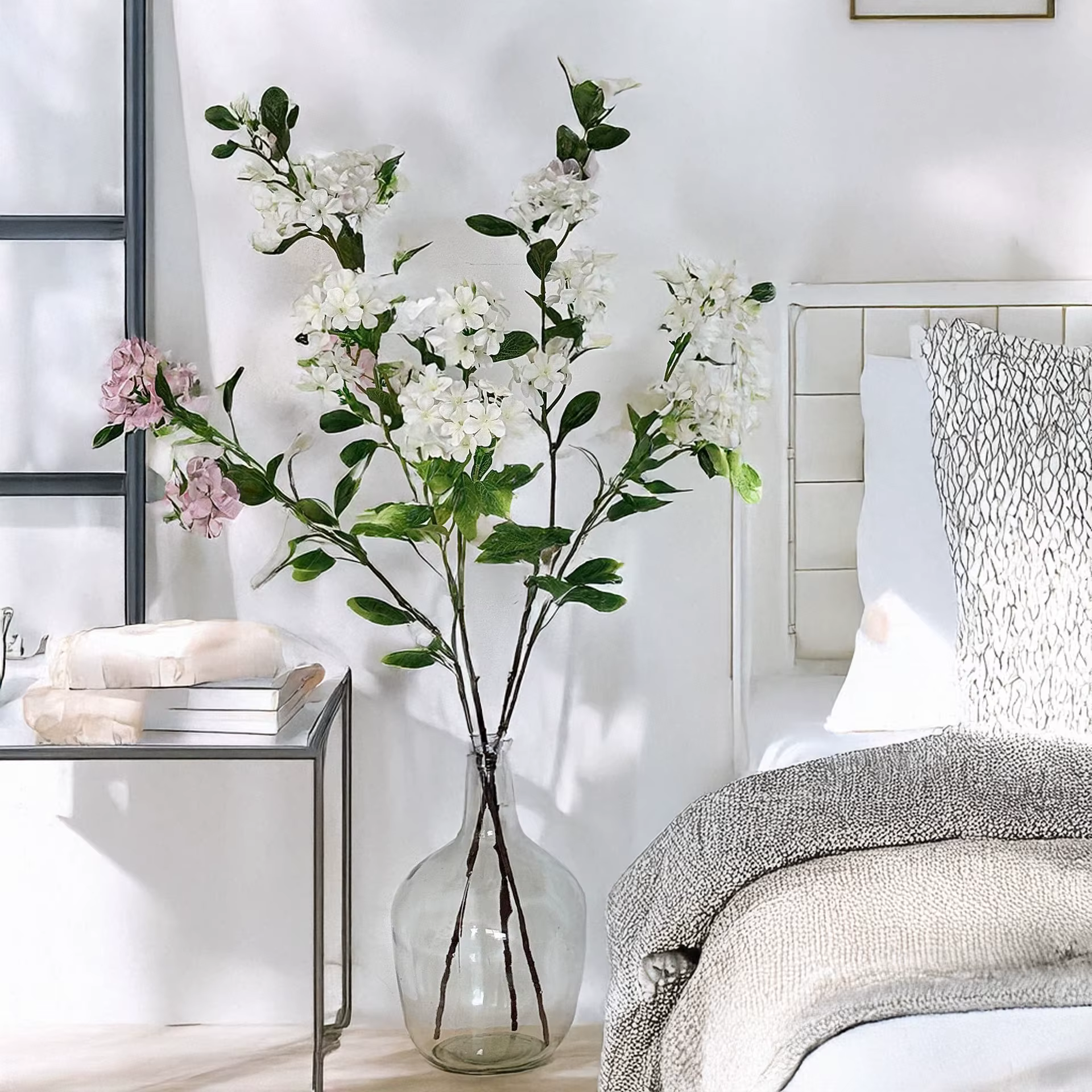 Bouquet de fleurs de lys de neige artificielles de 35 pouces