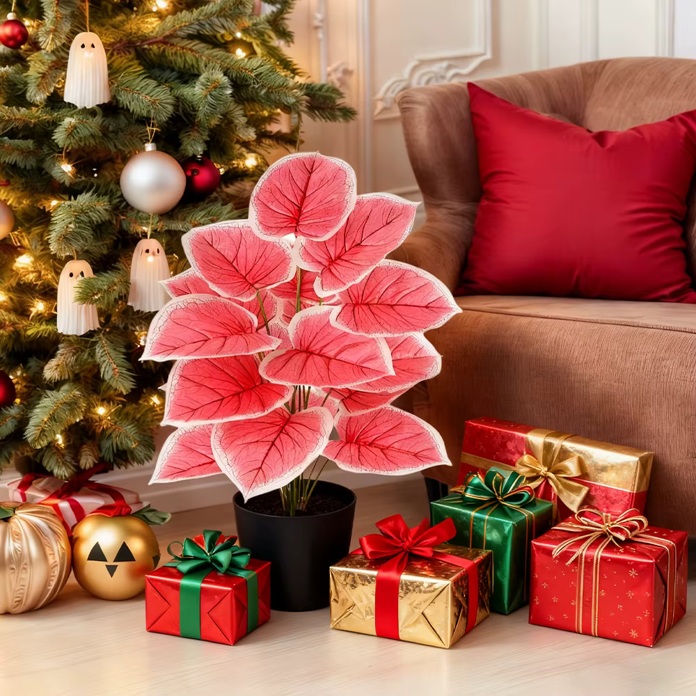 Plante artificielle de Caladium rose