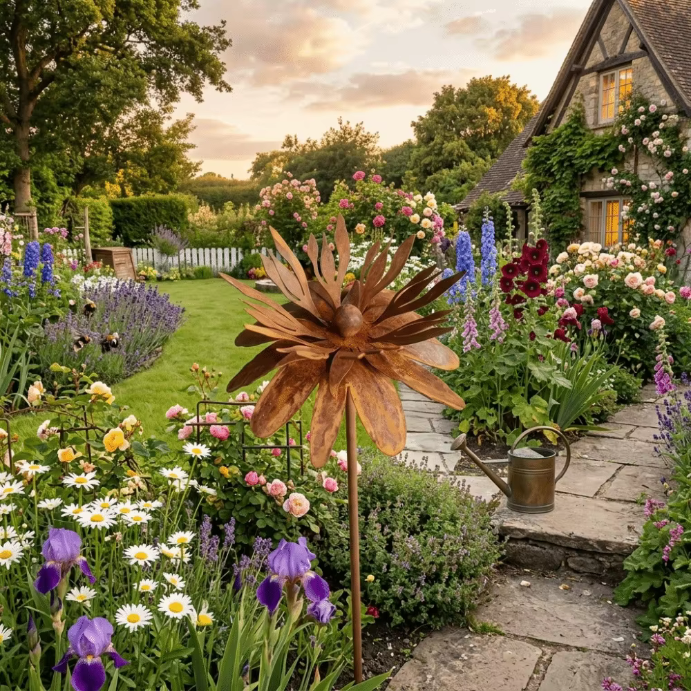 Piquet de jardin en fer rustique vintage