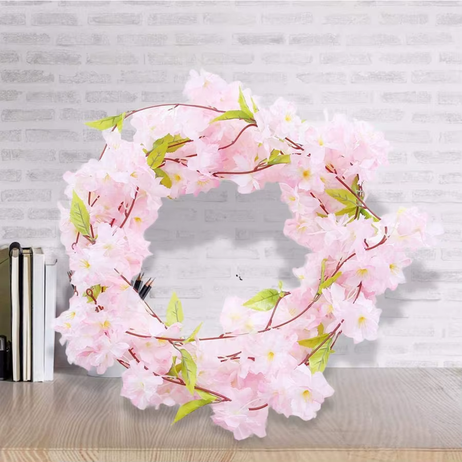 Fleurs artificielles 220Cm Cherry Blossom Vigne Jardinage Maison Chambre Décor De Table Accessoires De Mariage Ivy Garland Arch Intérieur Extérieur