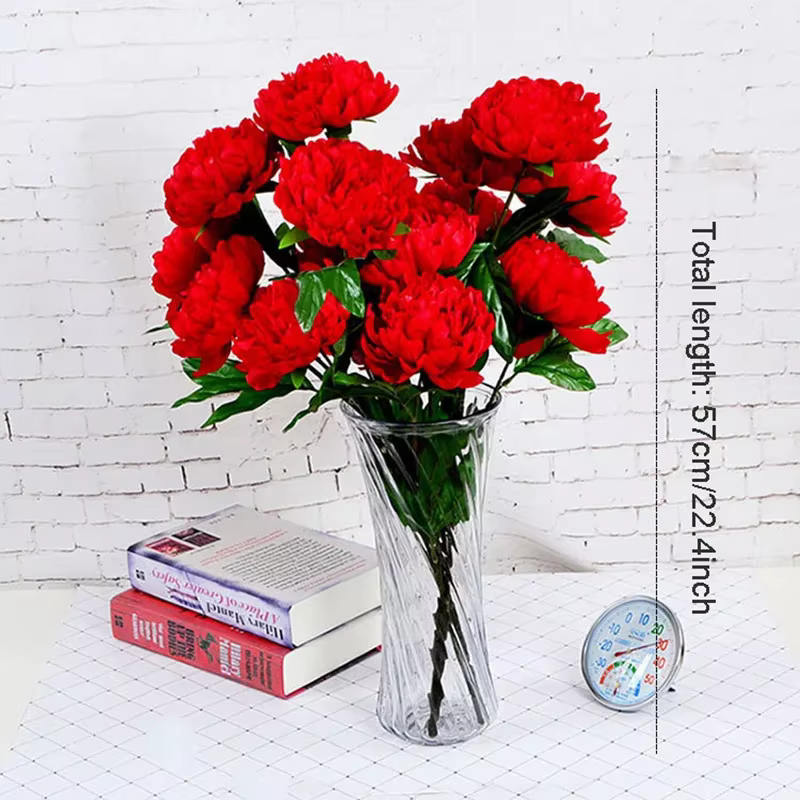 Simulation de fleurs de pivoine artificielles en soie